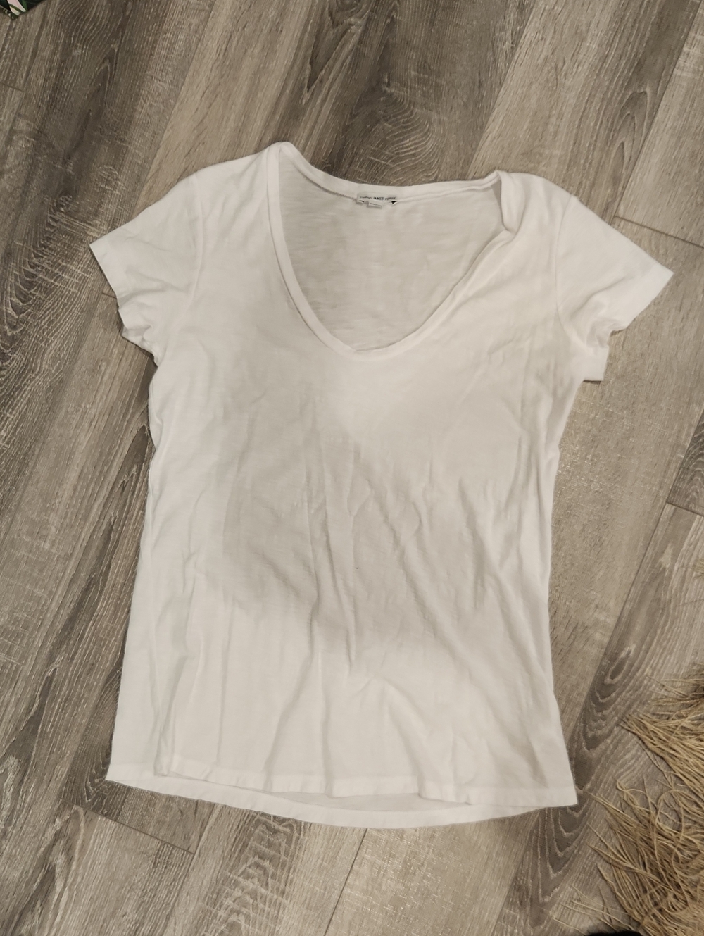 James Perse White Scoop Neck Short Sleeve Tee